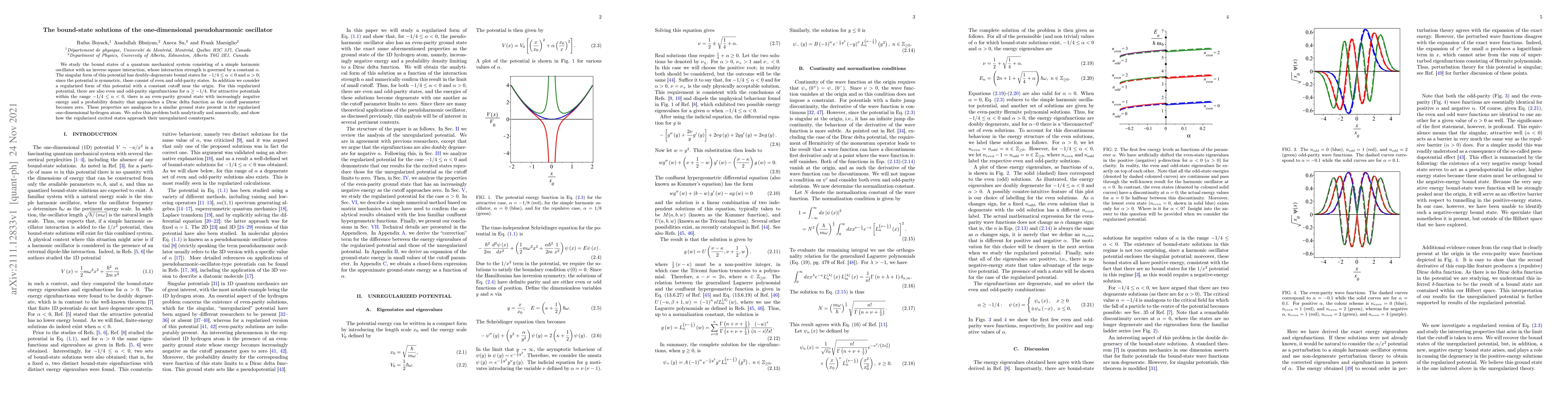 Thumbnail for The bound-state solutions of the one-dimensional pseudoharmonic
  oscillator