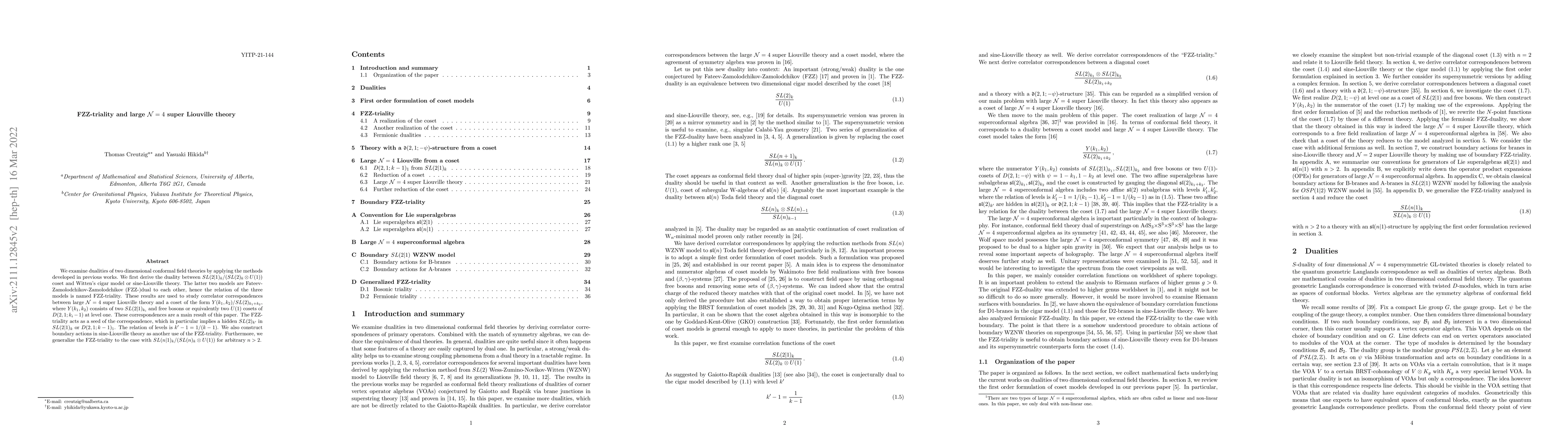 Thumbnail for FZZ-triality and large $\mathcal{N}=4$ super Liouville theory