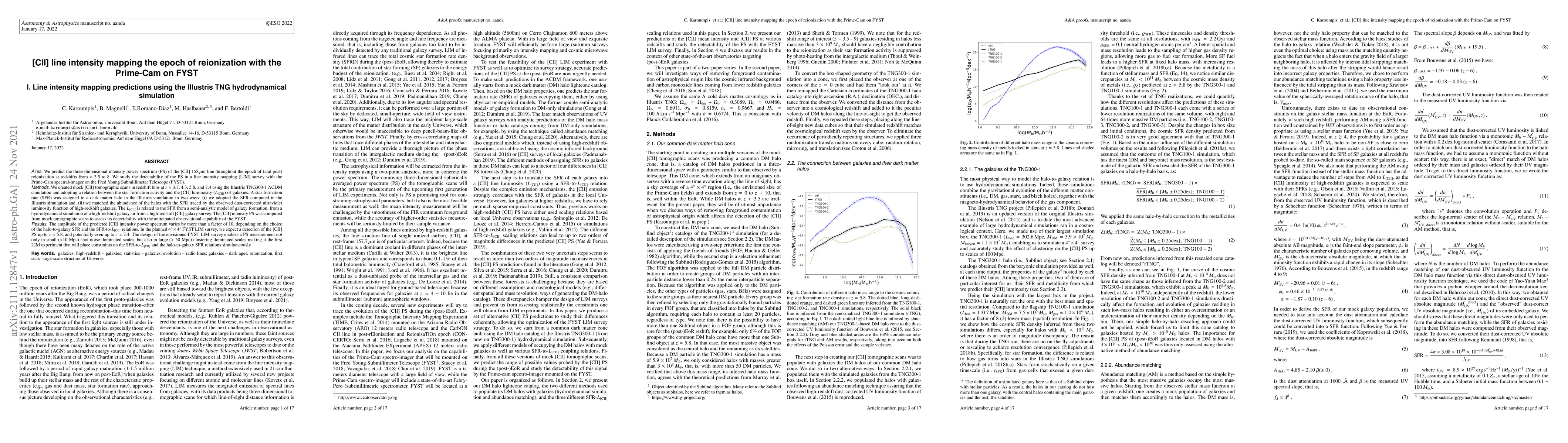 Thumbnail for [CII] line intensity mapping the epoch of reionization with the
  Prime-Cam on FYST