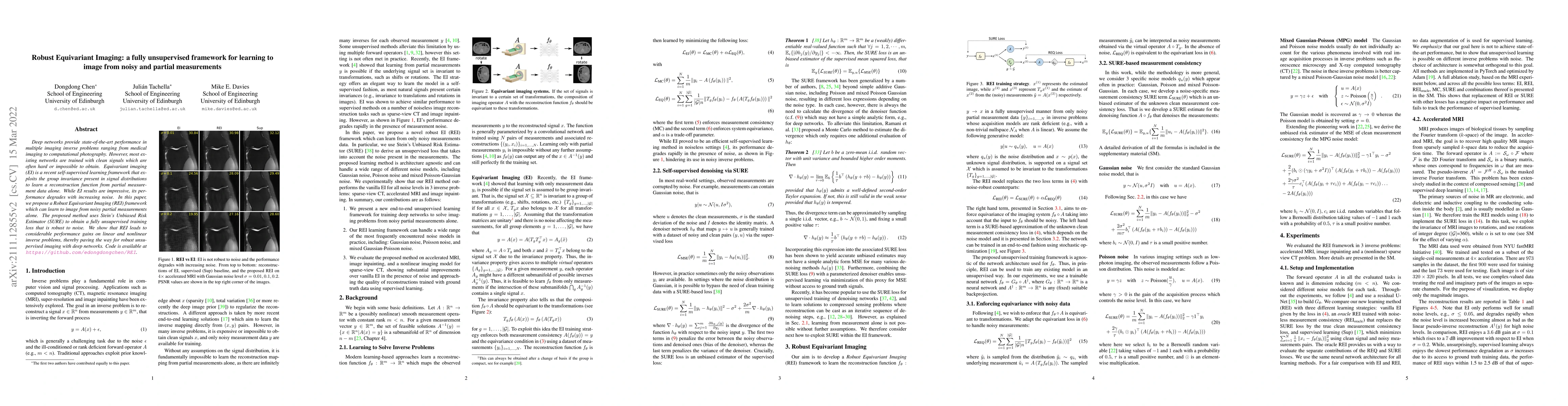 Thumbnail for Robust Equivariant Imaging: a fully unsupervised framework for learning
  to image from noisy and partial measurements