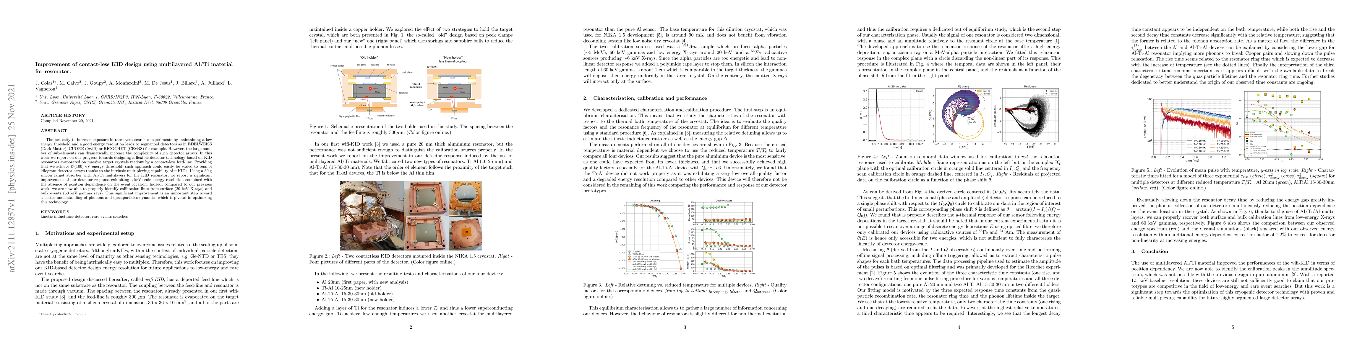Thumbnail for Improvement of contact-less KID design using multilayered Al/Ti material
  for resonator
