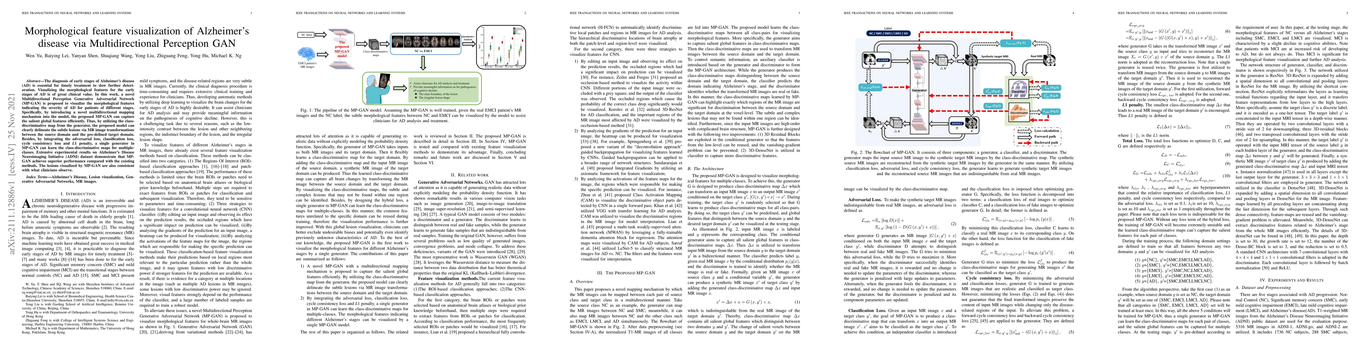 Thumbnail for Morphological feature visualization of Alzheimer's disease via
  Multidirectional Perception GAN