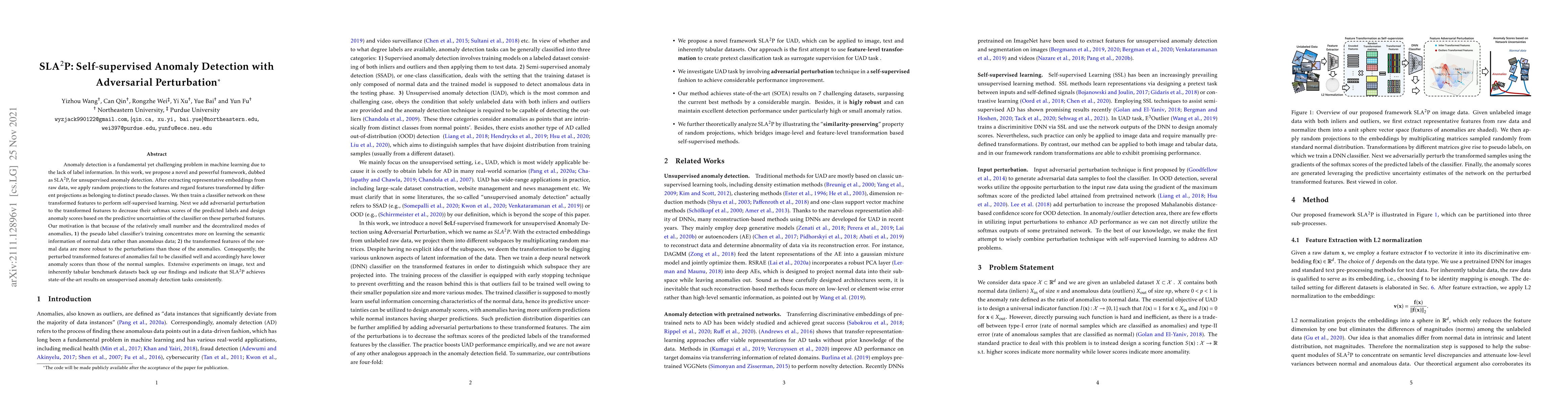 Thumbnail for SLA$^2$P: Self-supervised Anomaly Detection with Adversarial
  Perturbation