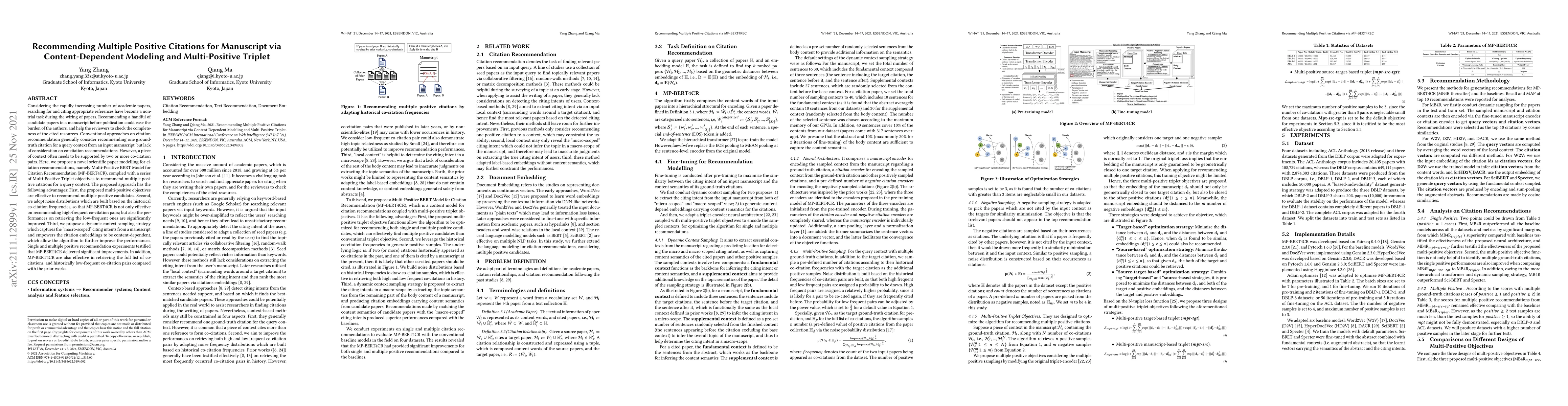 Thumbnail for Recommending Multiple Positive Citations for Manuscript via
  Content-Dependent Modeling and Multi-Positive Triplet
