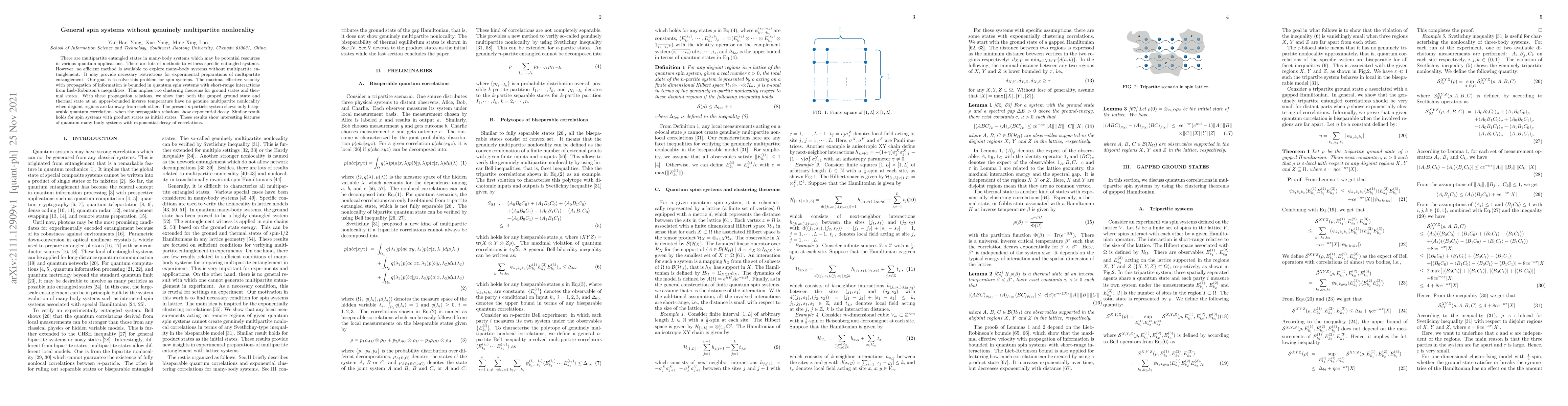 Thumbnail for General spin systems without genuinely multipartite nonlocality