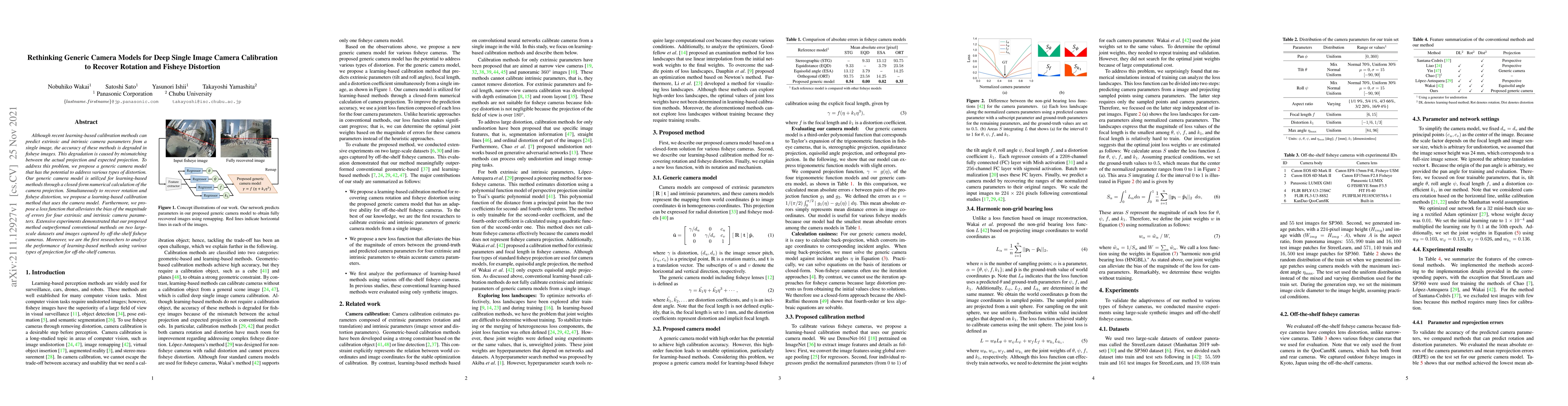 Thumbnail for Rethinking Generic Camera Models for Deep Single Image Camera
  Calibration to Recover Rotation and Fisheye Distortion