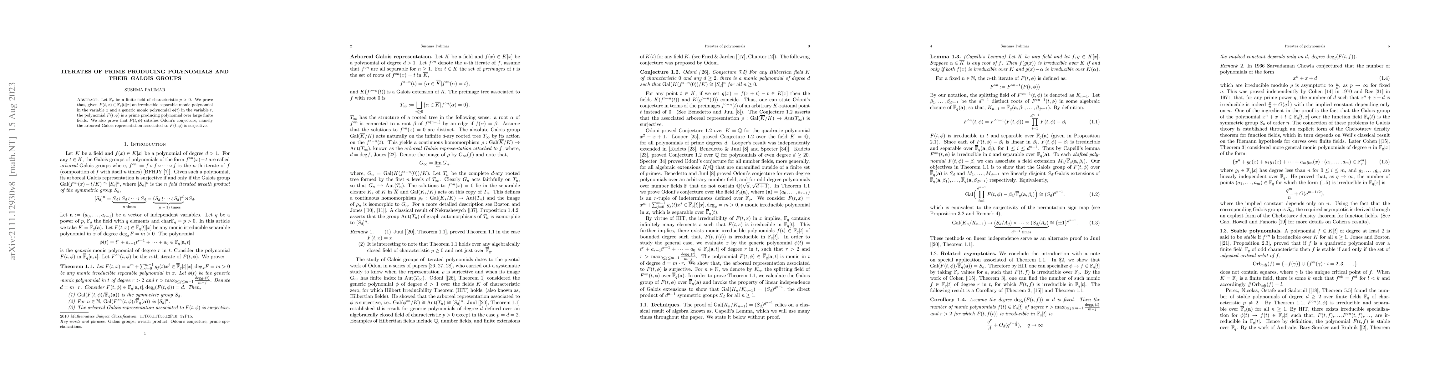 Thumbnail for Iterates of prime producing polynomials and their Galois groups