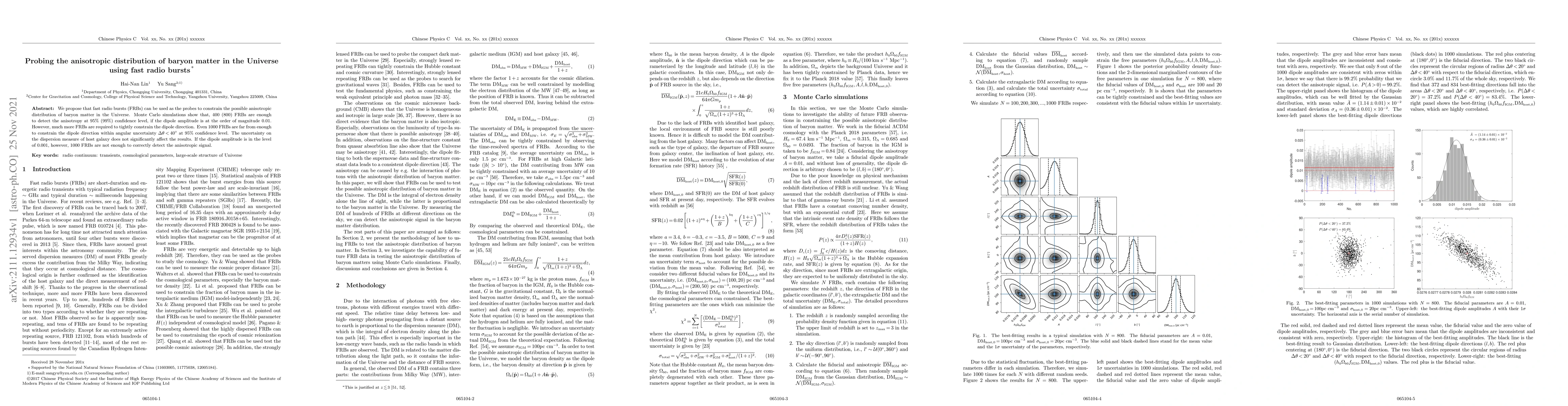 Thumbnail for Probing the anisotropic distribution of baryon matter in the Universe
  using fast radio bursts