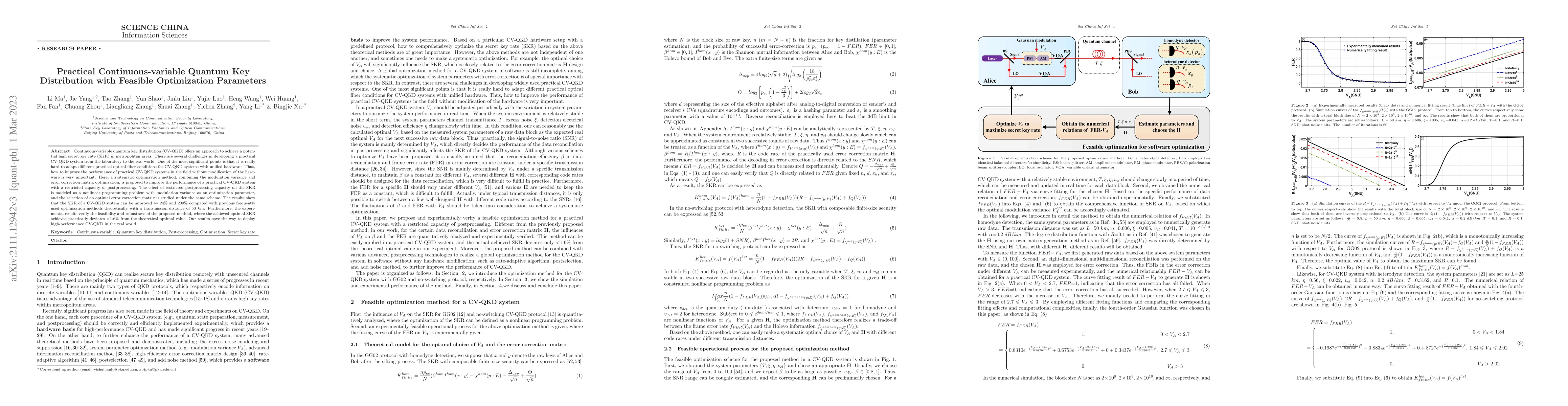 Thumbnail for Practical Continuous-variable Quantum Key Distribution with Feasible
  Optimization Parameters