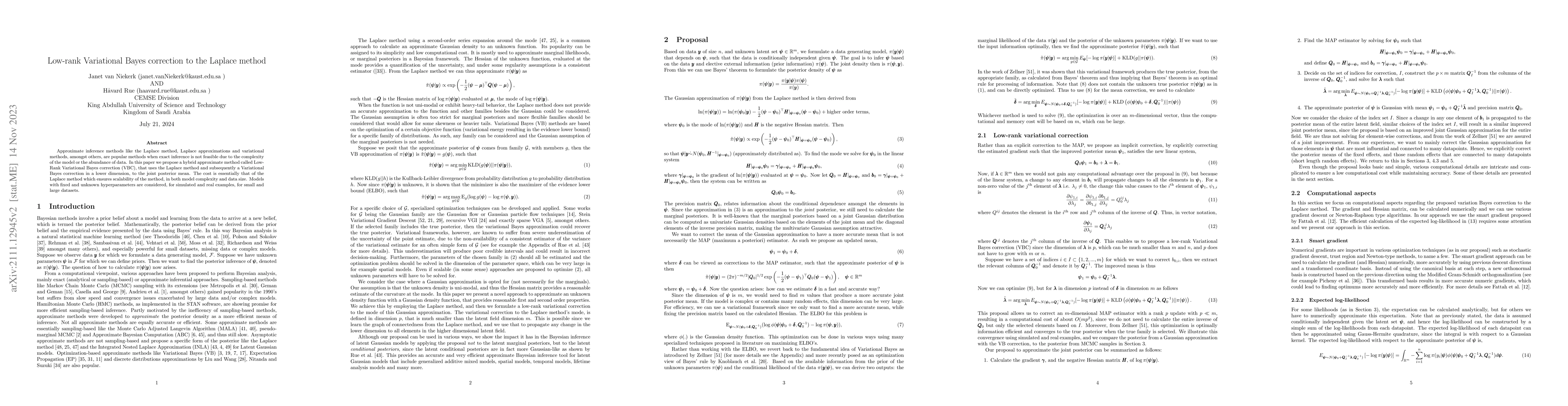 Thumbnail for Low-rank variational Bayes correction to the Laplace method