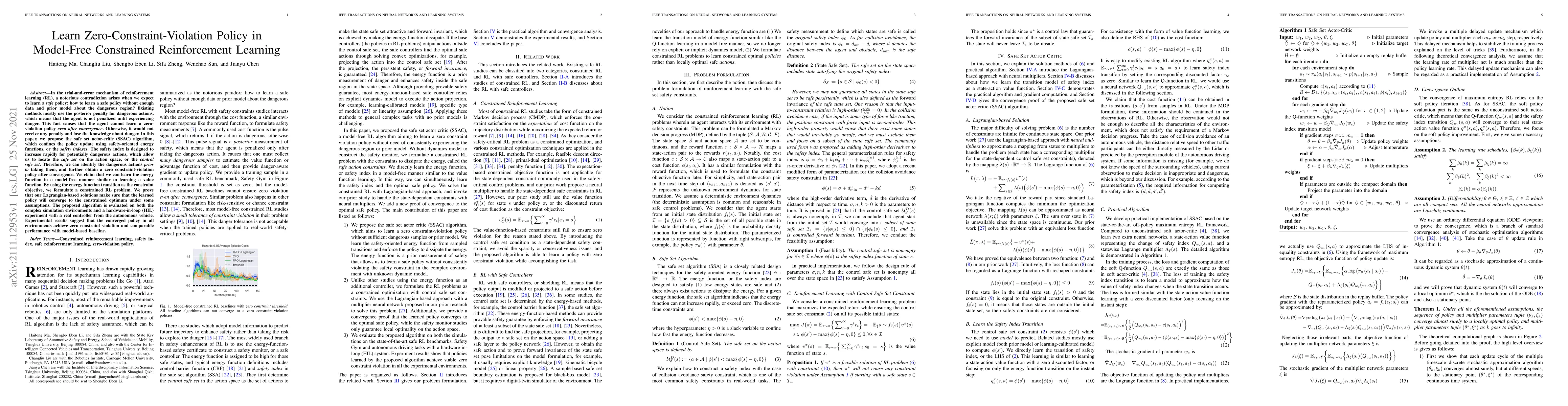 Thumbnail for Learn Zero-Constraint-Violation Policy in Model-Free Constrained
  Reinforcement Learning