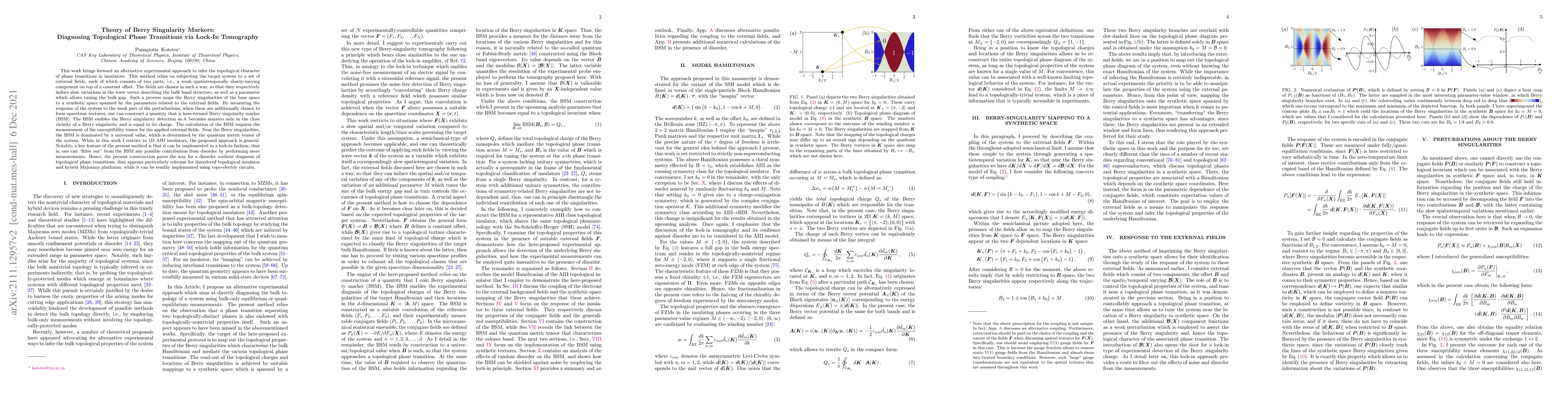 Thumbnail for Theory of Berry Singularity Markers: Diagnosing Topological Phase
  Transitions via Lock-In Tomography