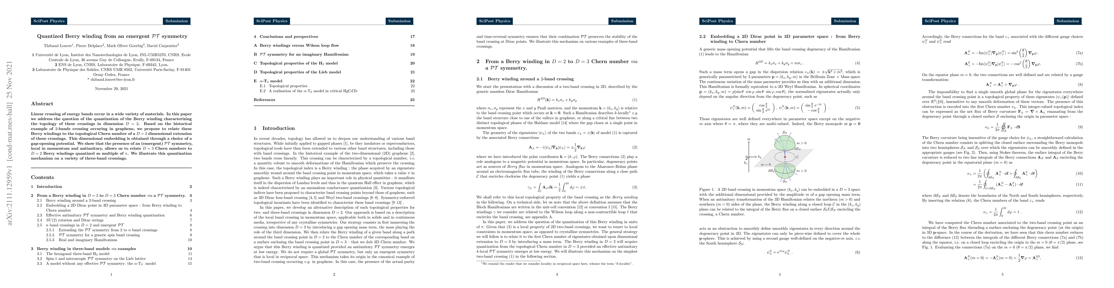 Thumbnail for Quantized Berry winding from an emergent $\mathcal{PT}$ symmetry