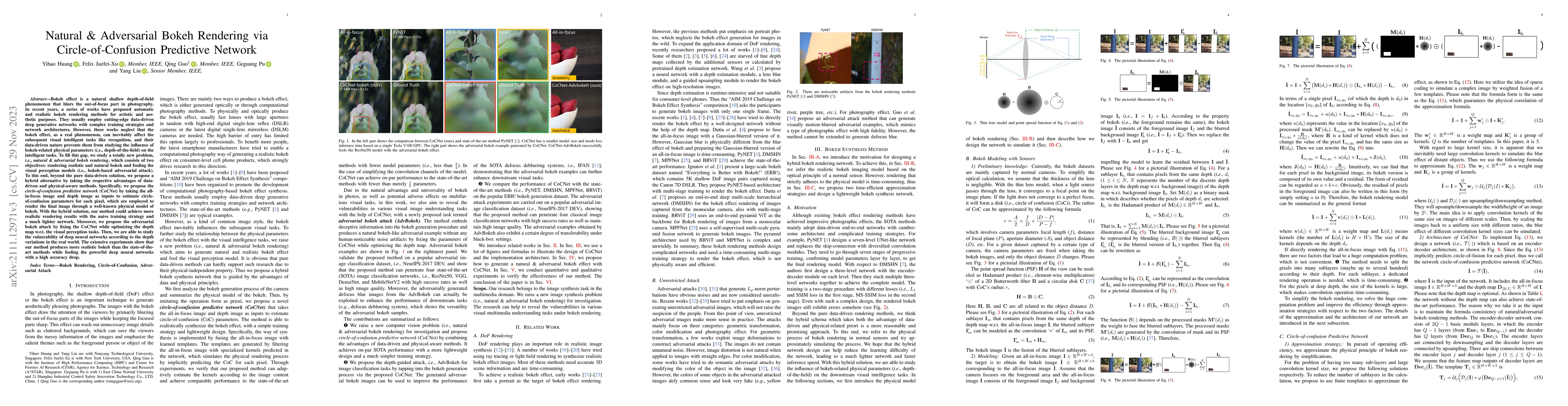 Thumbnail for Natural & Adversarial Bokeh Rendering via Circle-of-Confusion Predictive
  Network