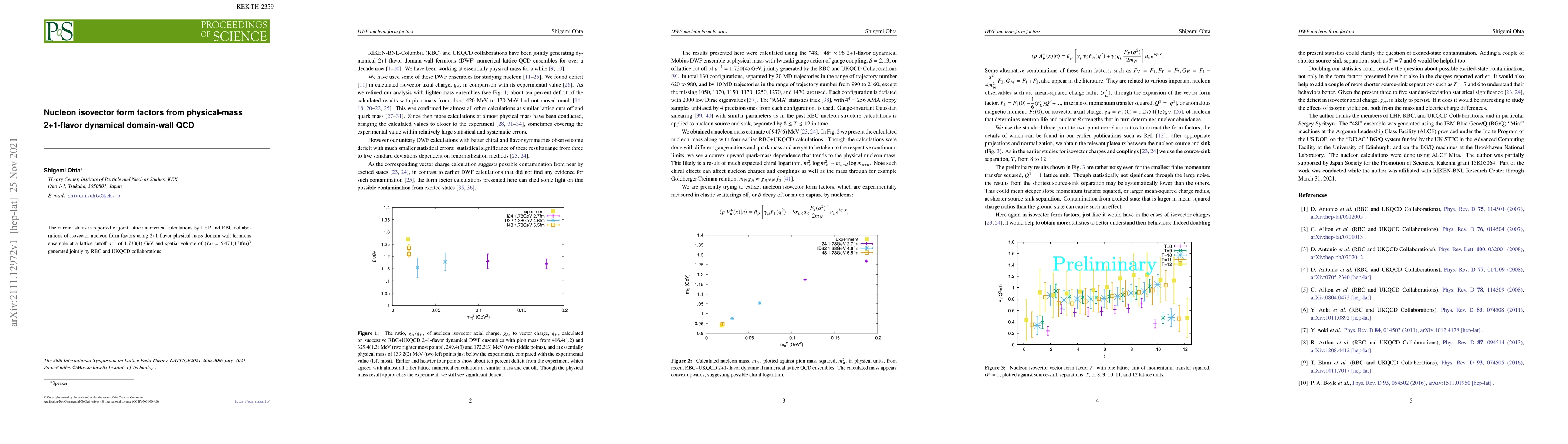 Thumbnail for Nucleon isovector form factors from physical-mass 2+1-flavor dynamical
  domain-wall QCD
