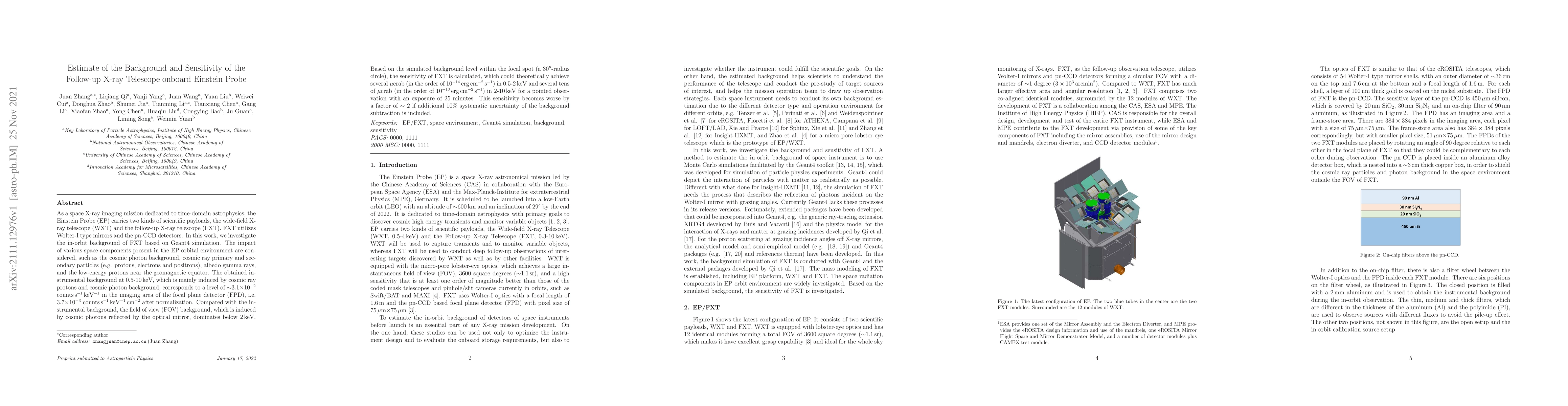 Thumbnail for Estimate of the Background and Sensitivity of theFollow-up X-ray
  Telescope onboard Einstein Probe