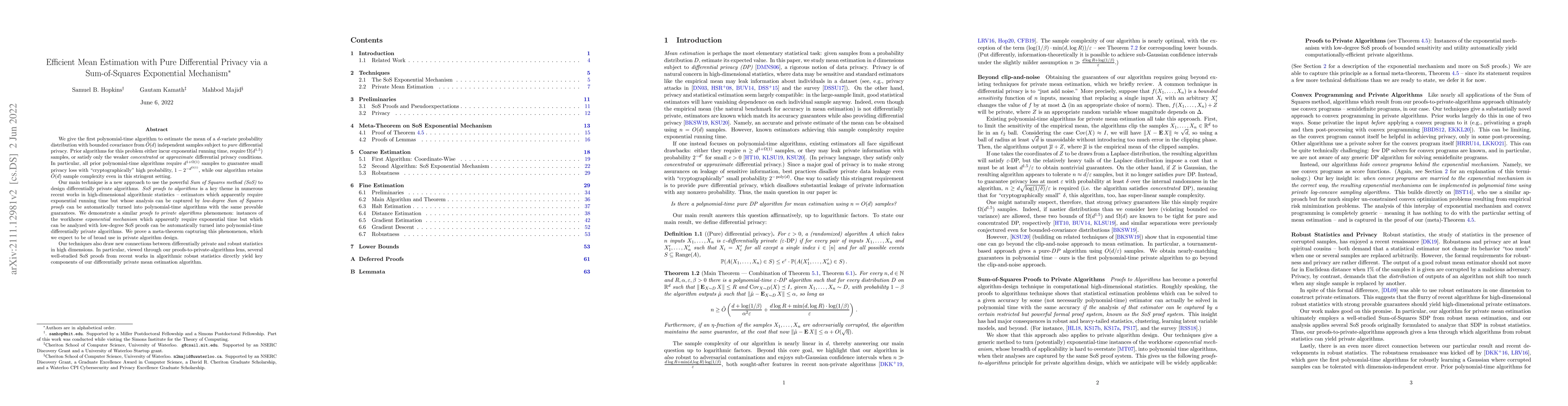 Thumbnail for Efficient Mean Estimation with Pure Differential Privacy via a
  Sum-of-Squares Exponential Mechanism
