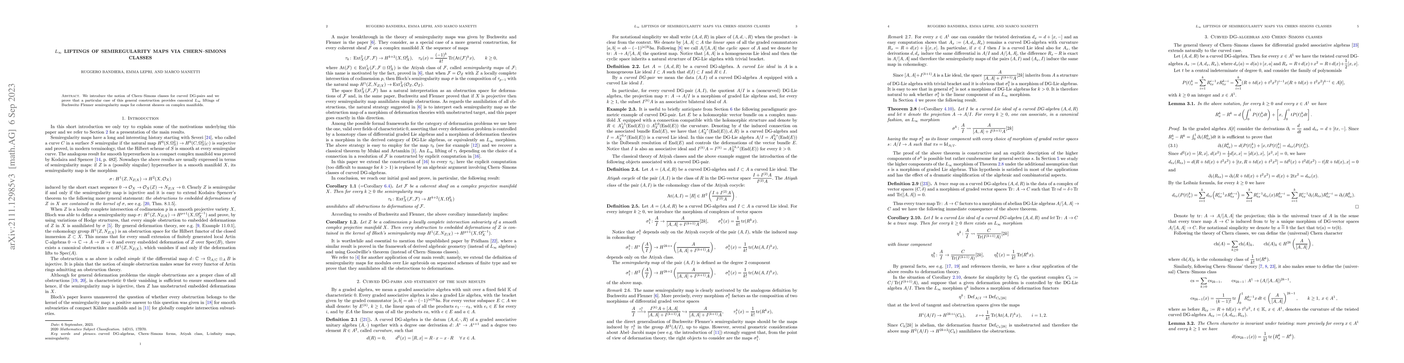 Thumbnail for $L_{\infty}$ liftings of semiregularity maps via Chern-Simons classes