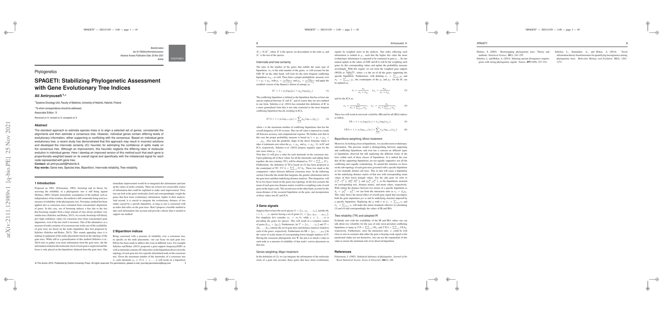 Thumbnail for SPAGETI: Stabilizing Phylogenetic Assessment with Gene Evolutionary Tree
  Indices