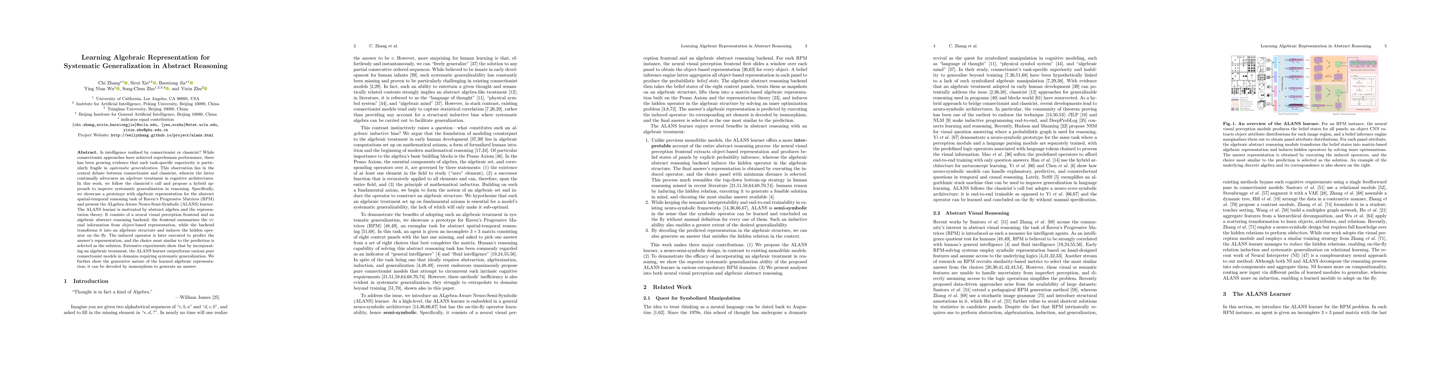 Thumbnail for Learning Algebraic Representation for Systematic Generalization in
  Abstract Reasoning