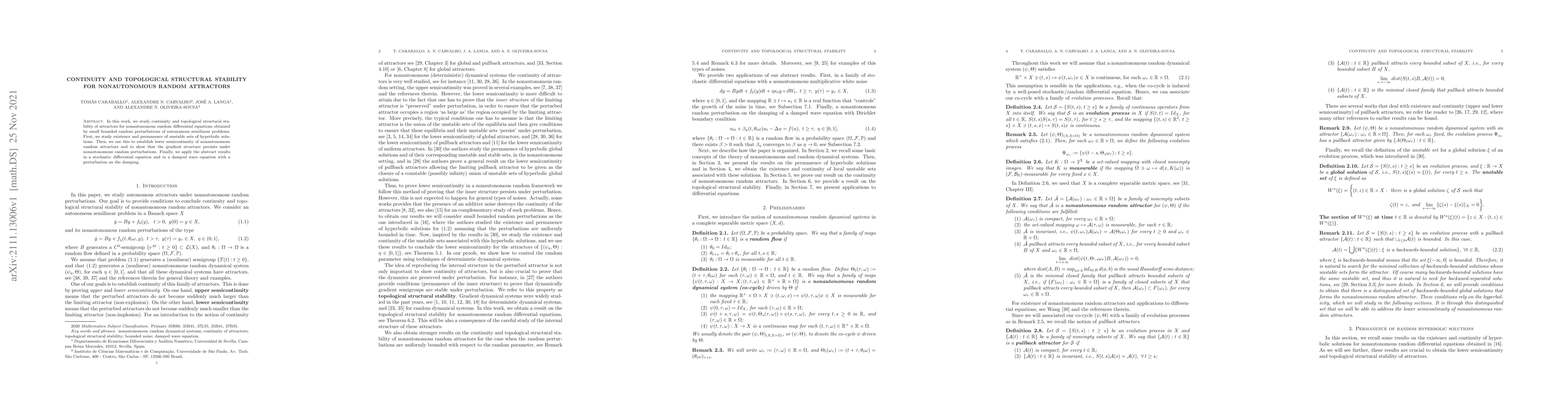 Thumbnail for Continuity and topological structural stability for nonautonomous random
  attractors