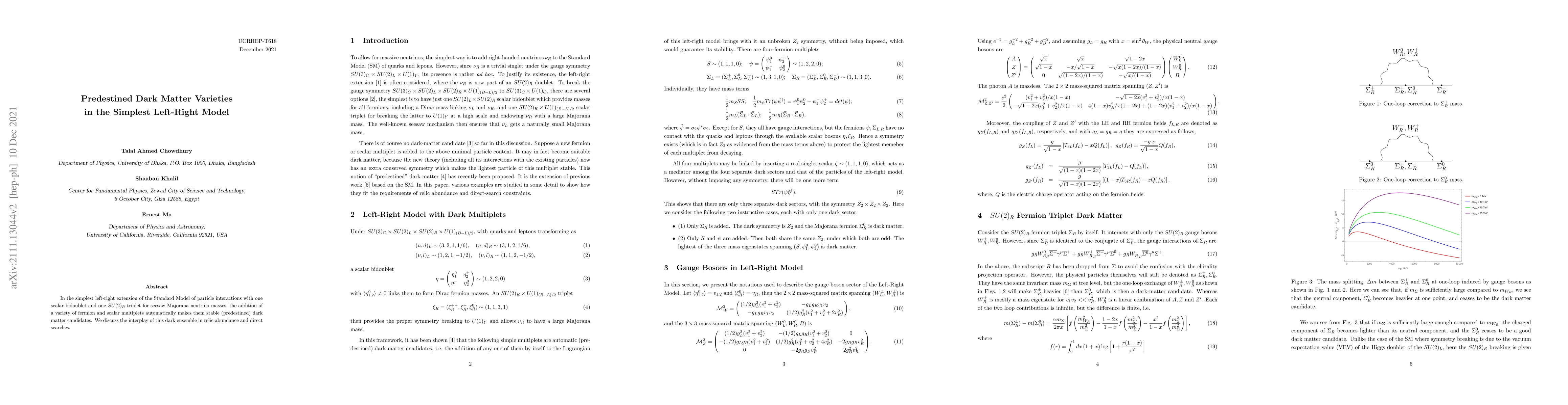 Thumbnail for Predestined Dark Matter Varieties in the Simplest Left-Right Model