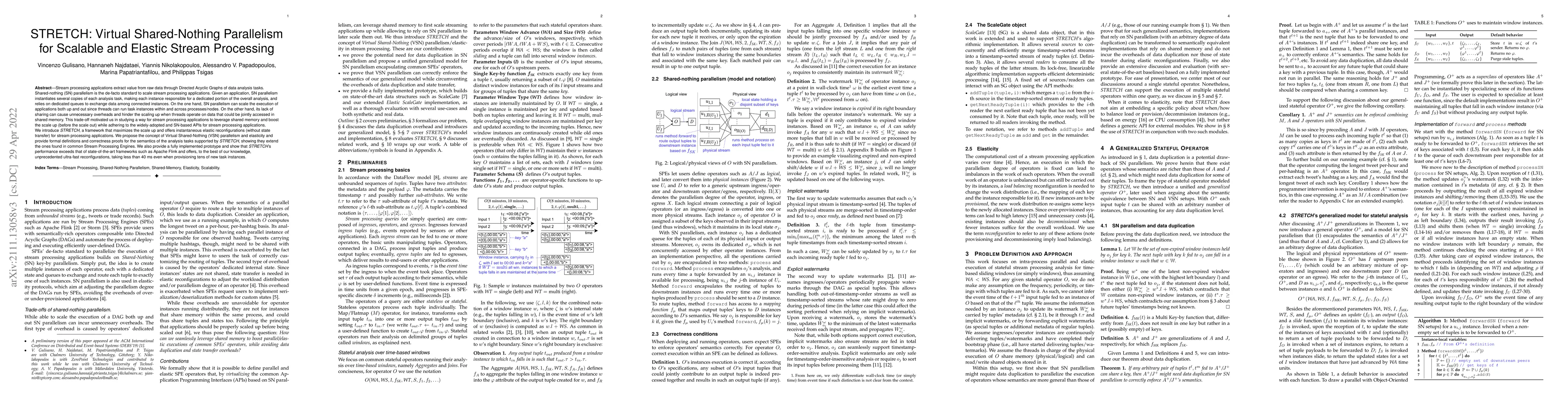 Thumbnail for STRETCH: Virtual Shared-Nothing Parallelism for Scalable and Elastic
  Stream Processing