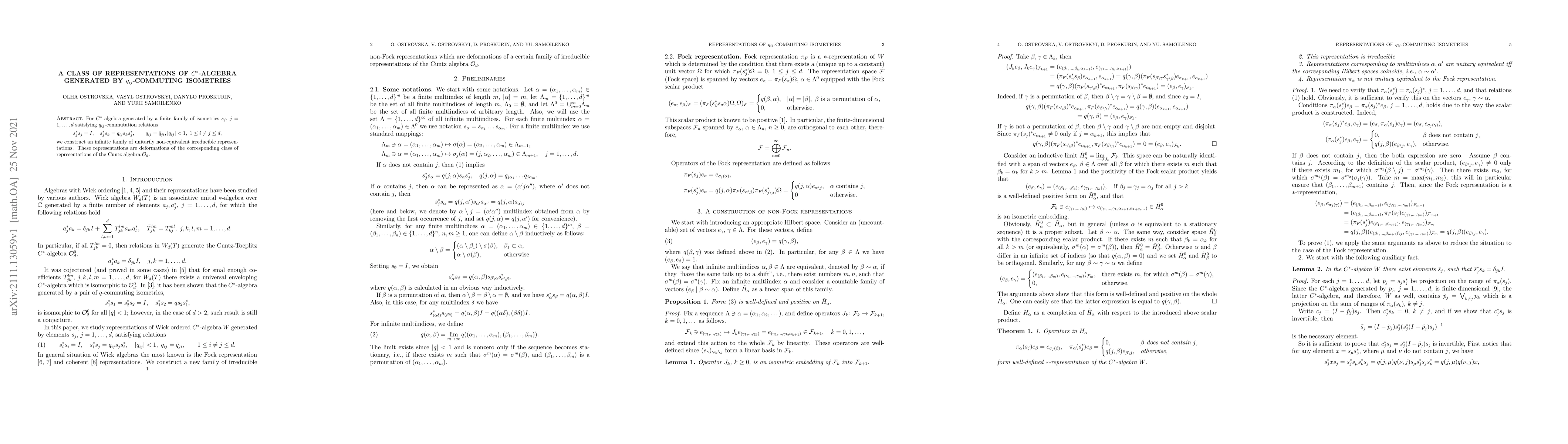Thumbnail for A class of representations of $C^*$-algebra generated by
  $q_{ij}$-commuting isometries