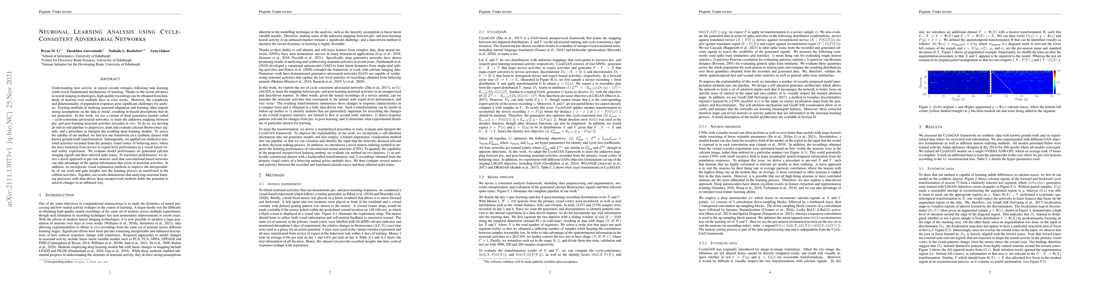 Thumbnail for Neuronal Learning Analysis using Cycle-Consistent Adversarial Networks