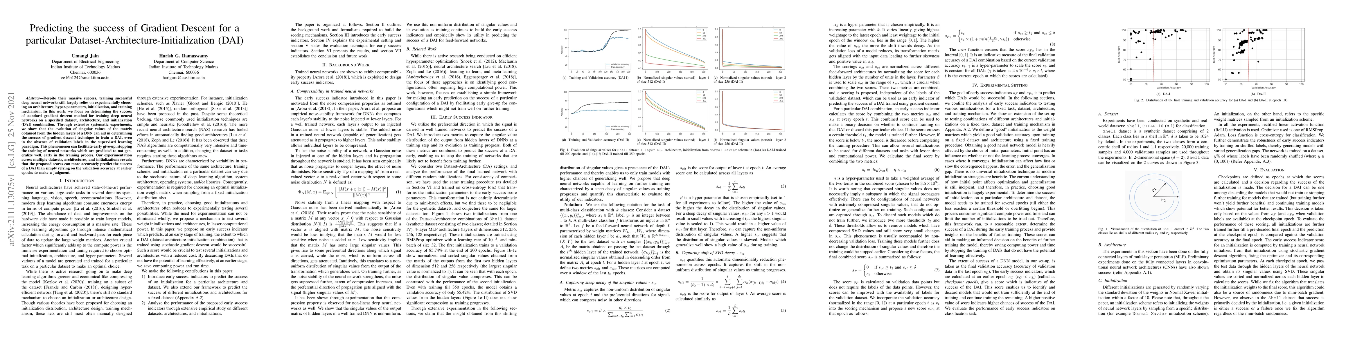 Thumbnail for Predicting the success of Gradient Descent for a particular
  Dataset-Architecture-Initialization (DAI)