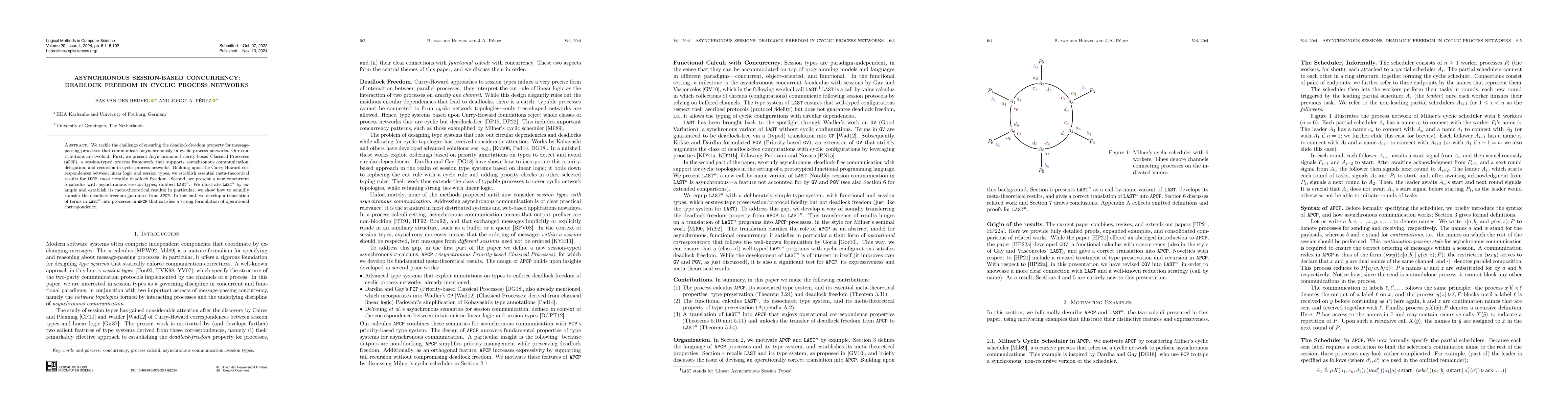 Thumbnail for Asynchronous Session-Based Concurrency: Deadlock-freedom in Cyclic
  Process Networks