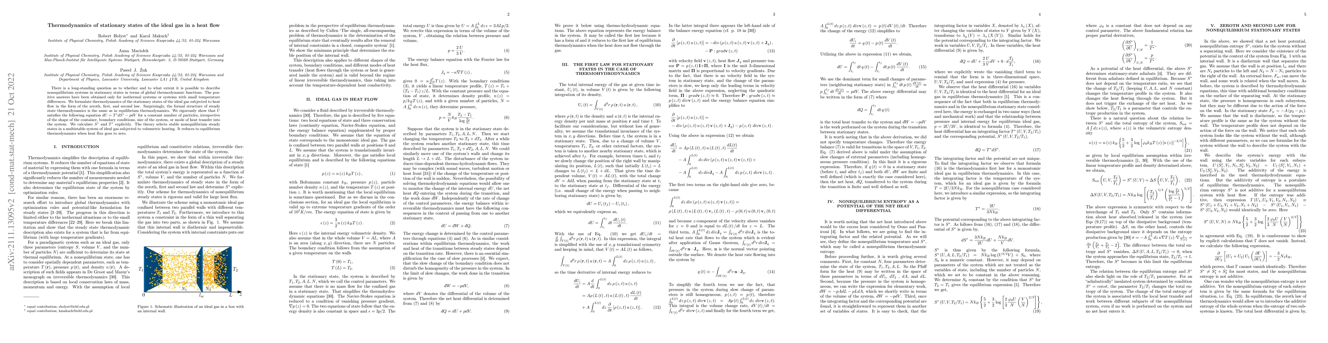 Thumbnail for Thermodynamics of stationary states of the ideal gas in a heat flow