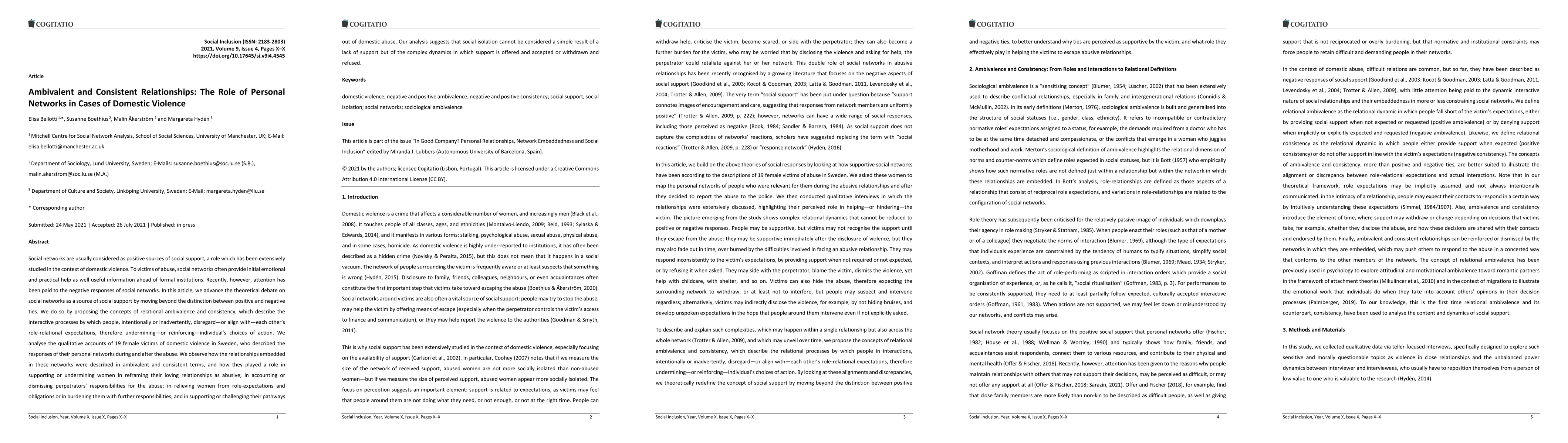 Thumbnail for Ambivalent and Consistent Relationships: The Role of Personal Networks
  in Cases of Domestic Violence