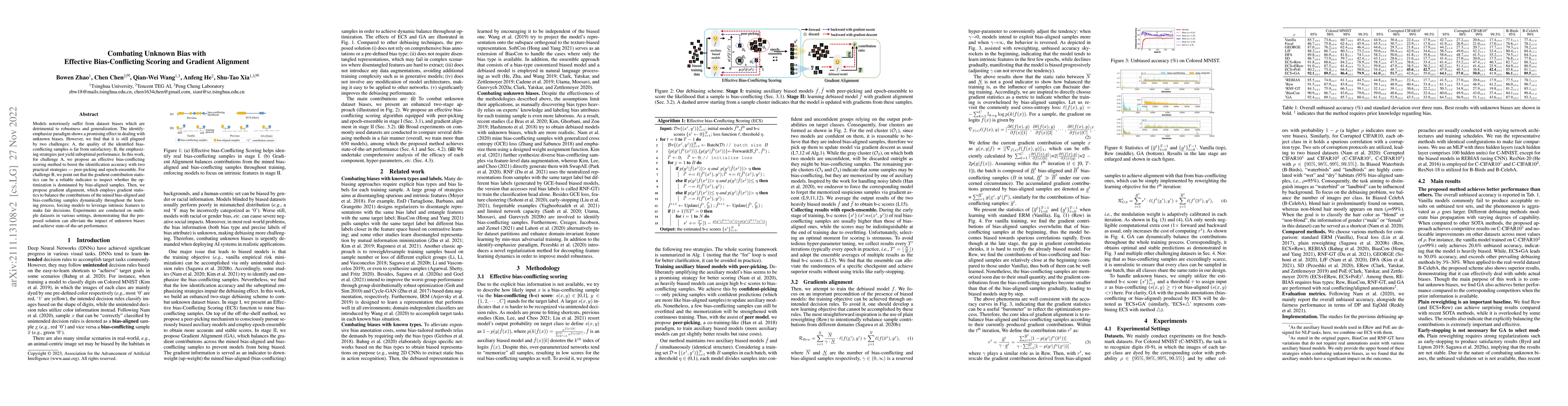 Thumbnail for Combating Unknown Bias with Effective Bias-Conflicting Scoring and
  Gradient Alignment