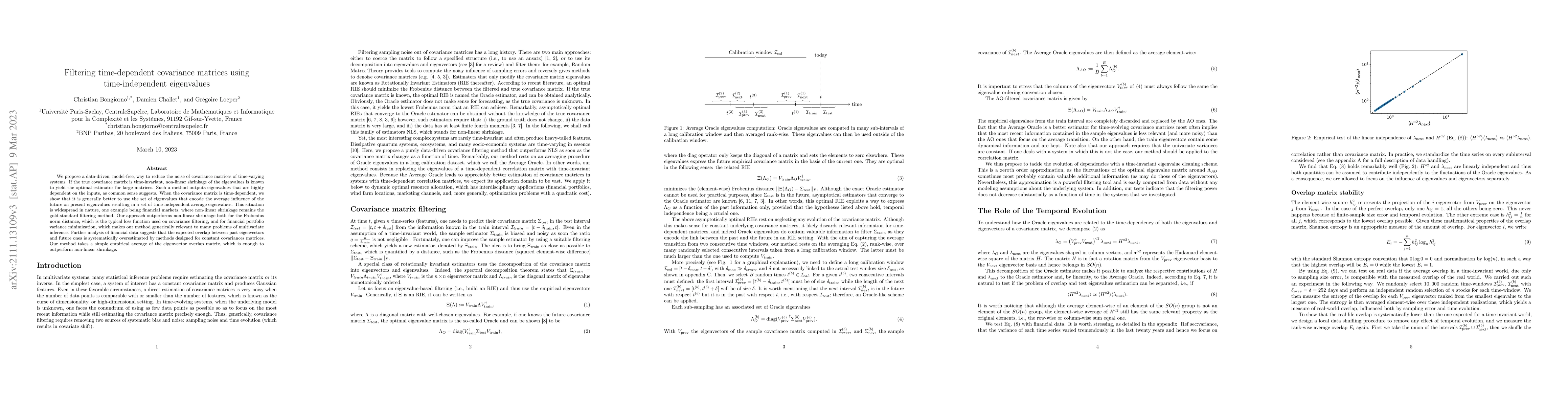 Thumbnail for Cleaning the covariance matrix of strongly nonstationary systems with
  time-independent eigenvalues