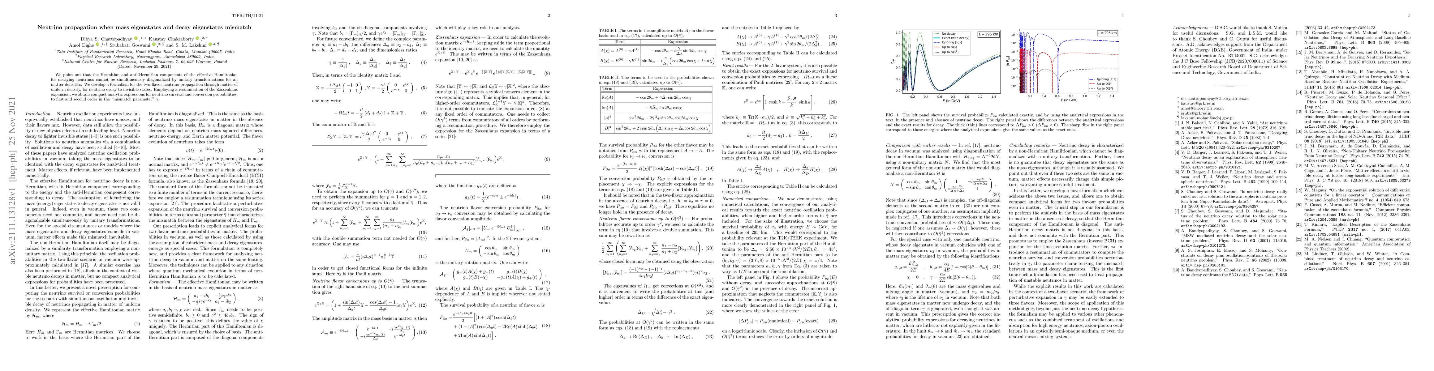 Thumbnail for Neutrino propagation when mass eigenstates and decay eigenstates
  mismatch