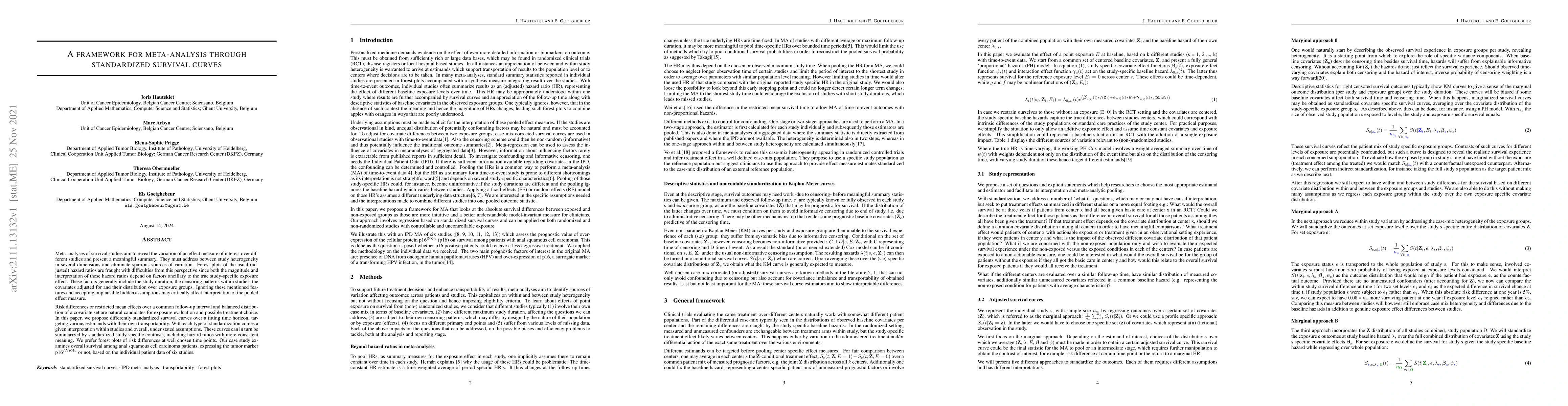 Thumbnail for A framework for meta-analysis through standardized survival curves