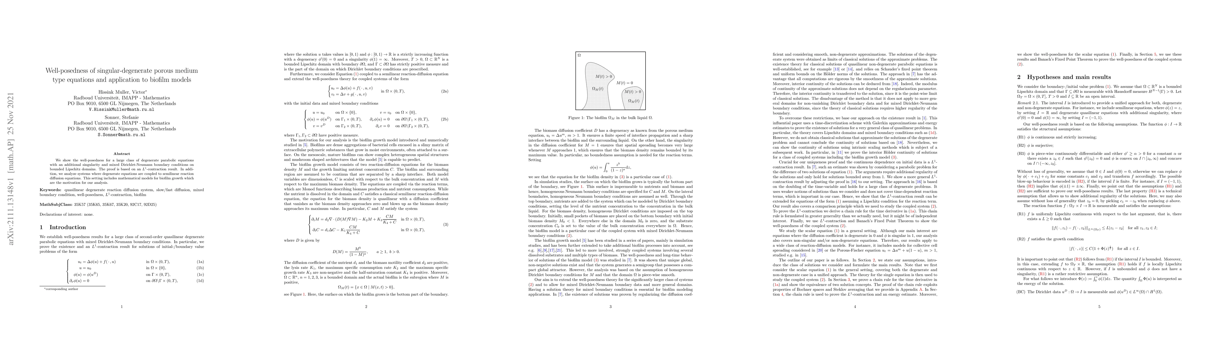 Thumbnail for Well-posedness of singular-degenerate porous medium type equations and
  application to biofilm models