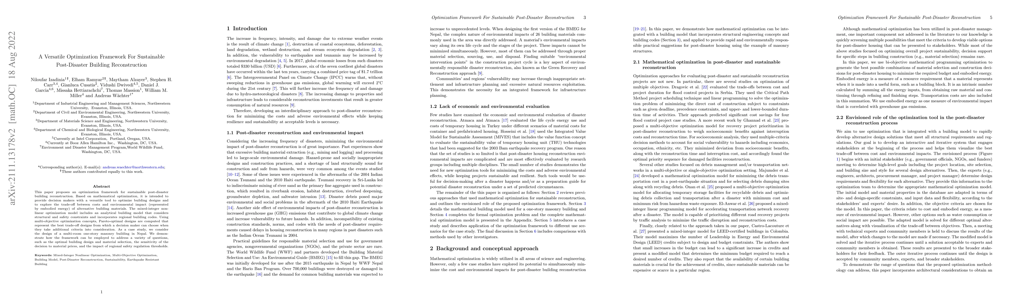 Thumbnail for A Versatile Optimization Framework For Sustainable Post-Disaster
  Building Reconstruction