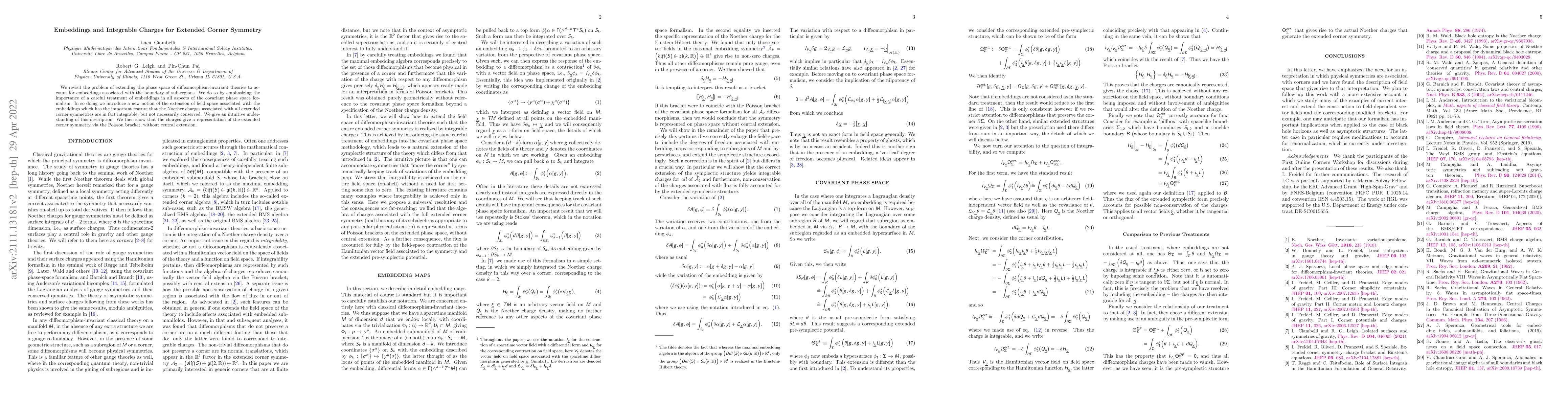 Thumbnail for Embeddings and Integrable Charges for Extended Corner Symmetry
