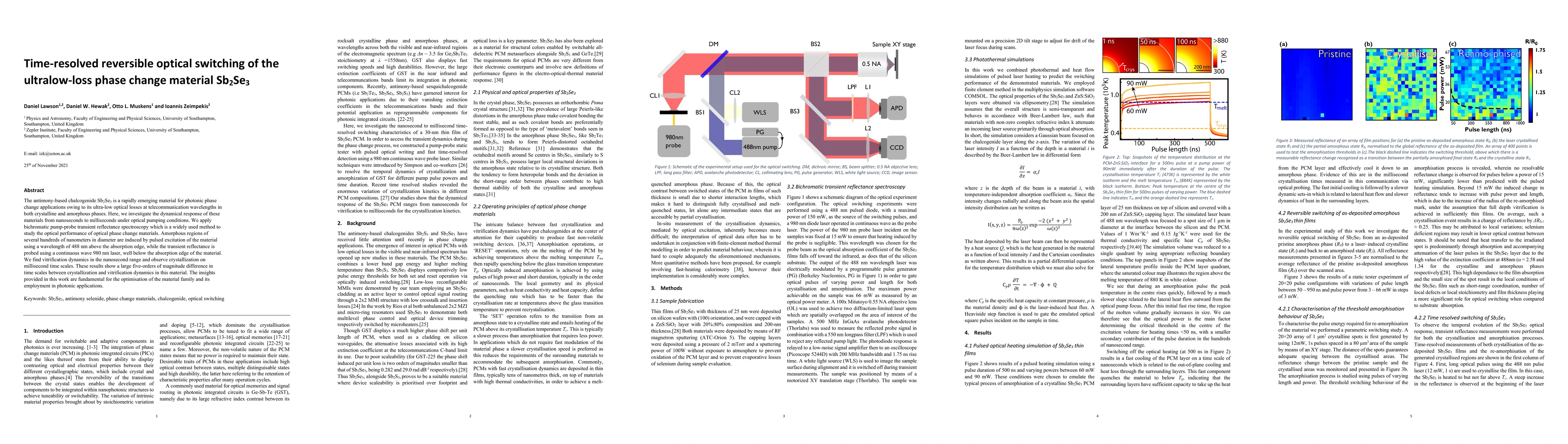 Thumbnail for Time-resolved reversible optical switching of the ultralow-loss phase
  change material Sb2Se3