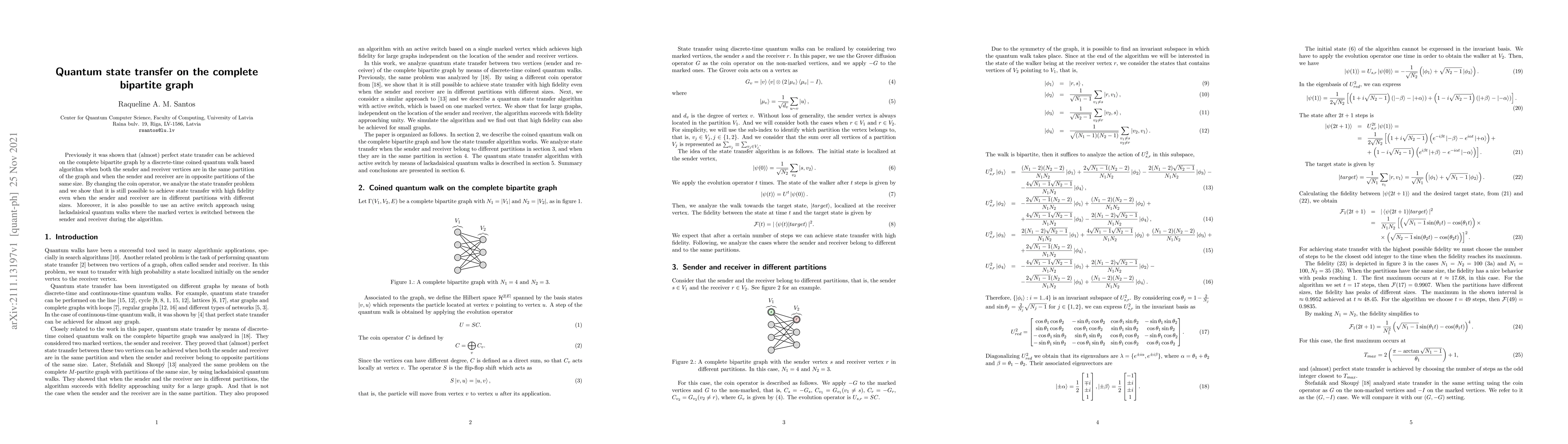 Thumbnail for Quantum state transfer on the complete bipartite graph