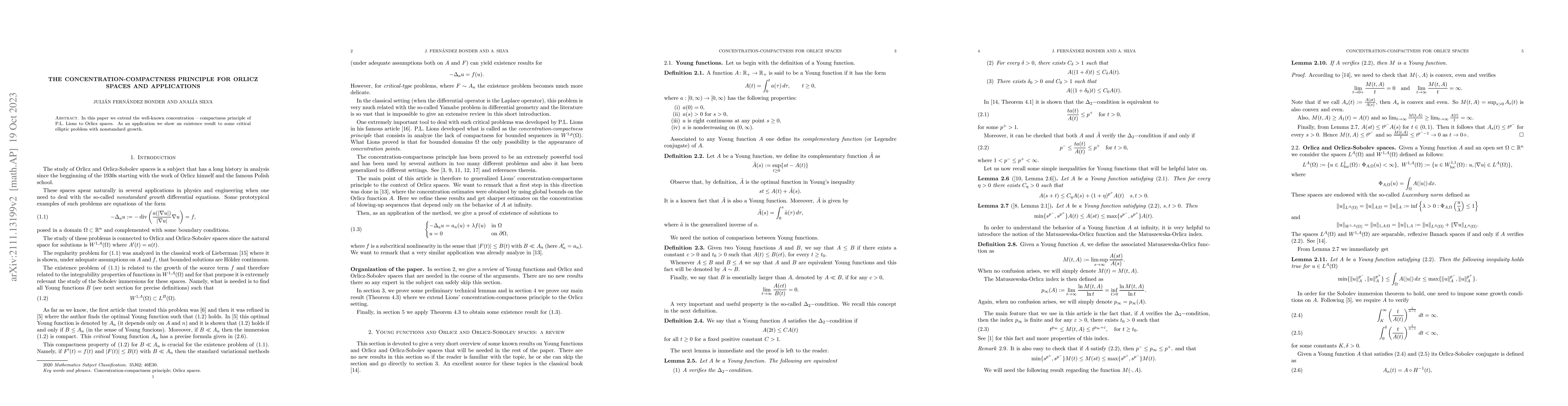 Thumbnail for The concentration-compactness principle for Orlicz spaces and
  applications