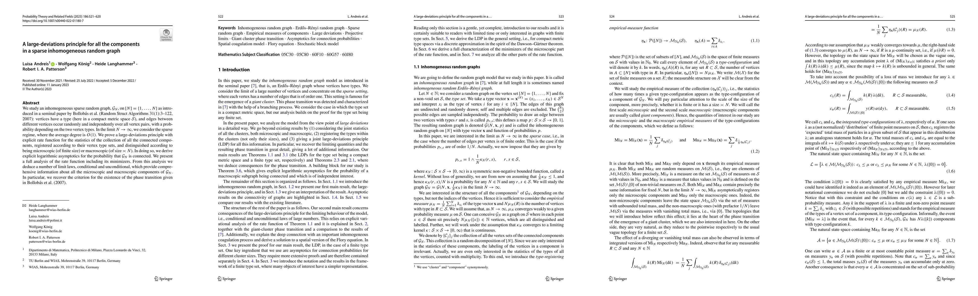 Thumbnail for A large-deviations principle for all the components in a sparse
  inhomogeneous random graph