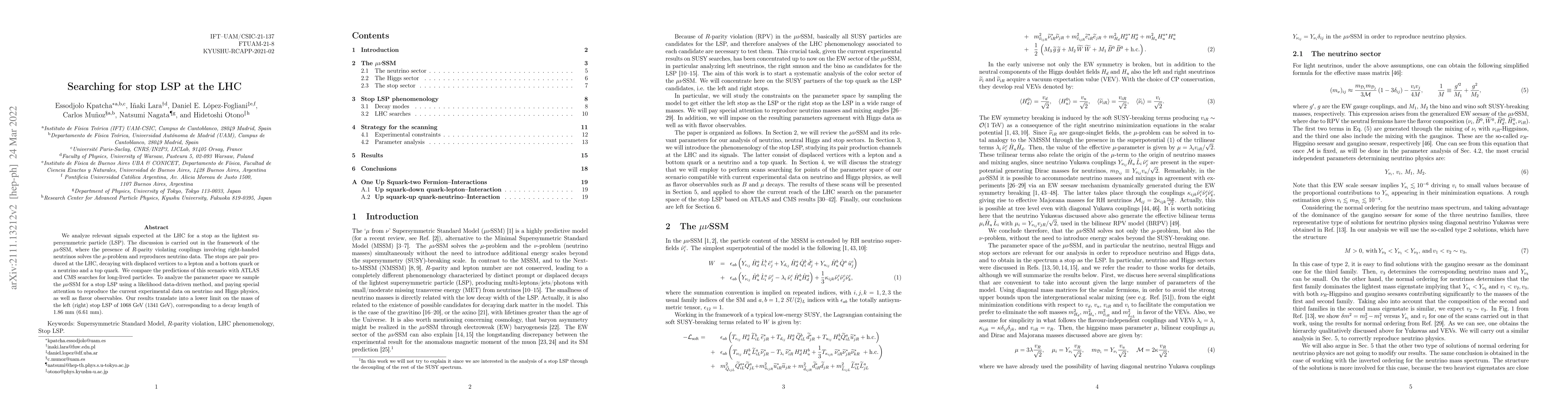 Thumbnail for Searching for stop LSP at the LHC