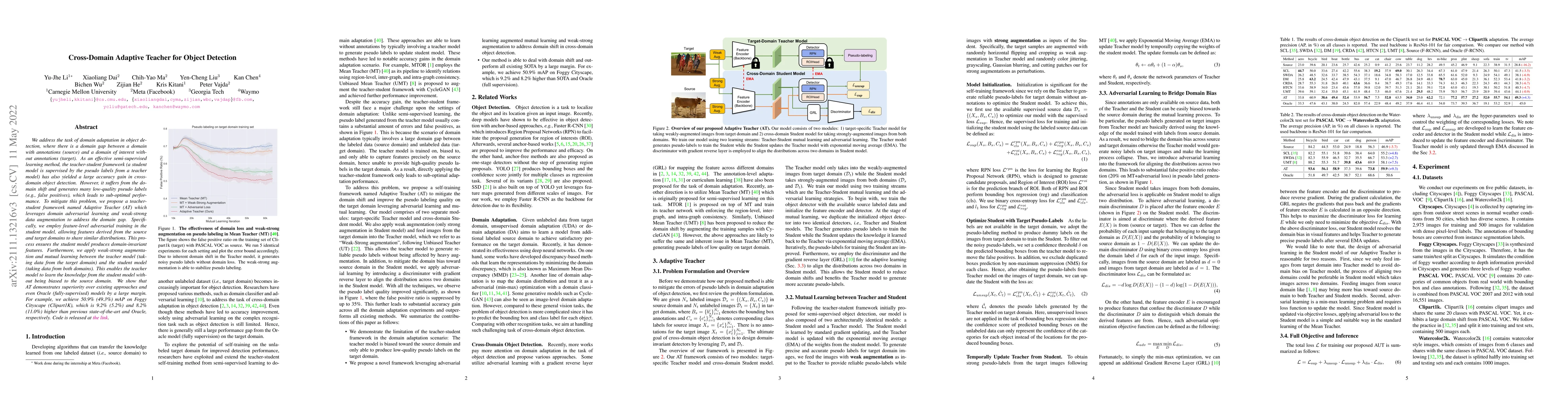 Thumbnail for Cross-Domain Adaptive Teacher for Object Detection