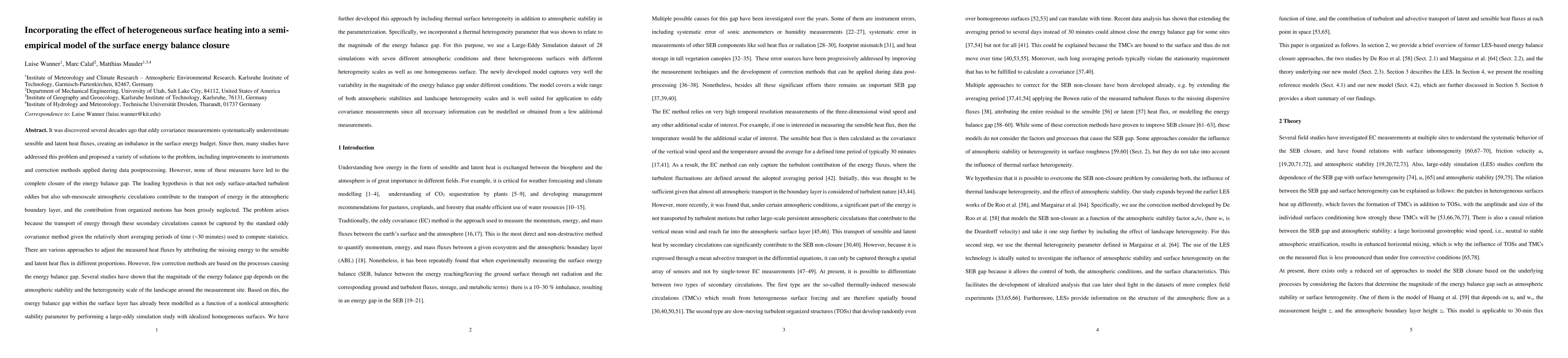 Thumbnail for Incorporating the effect of heterogeneous surface heating into a
  semi-empirical model of the surface energy balance closure
