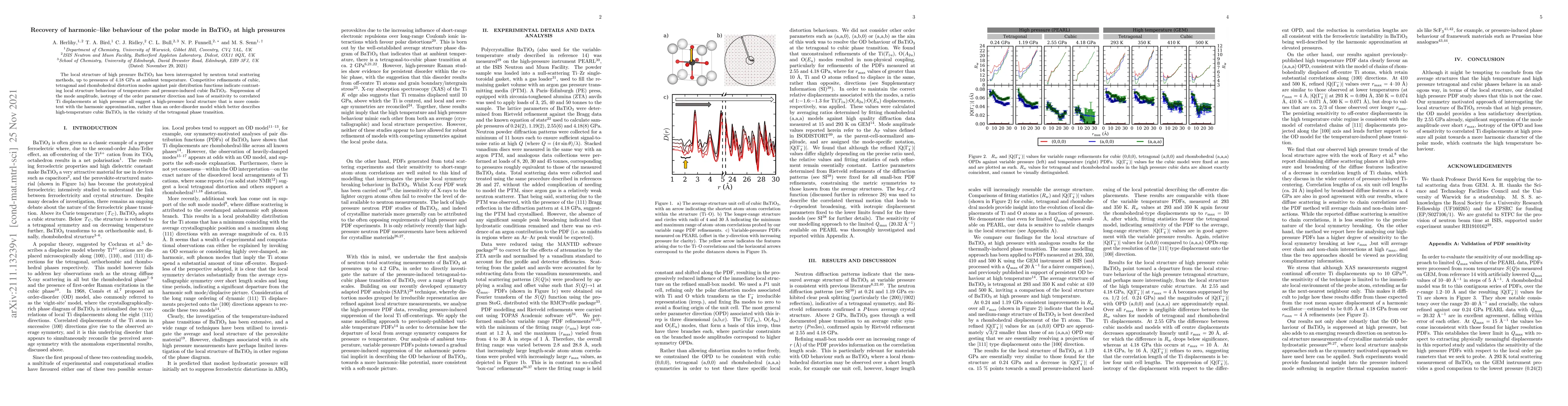 Thumbnail for Recovery of harmonic-like behaviour of the polar mode in BaTiO$_3$ at
  high pressure