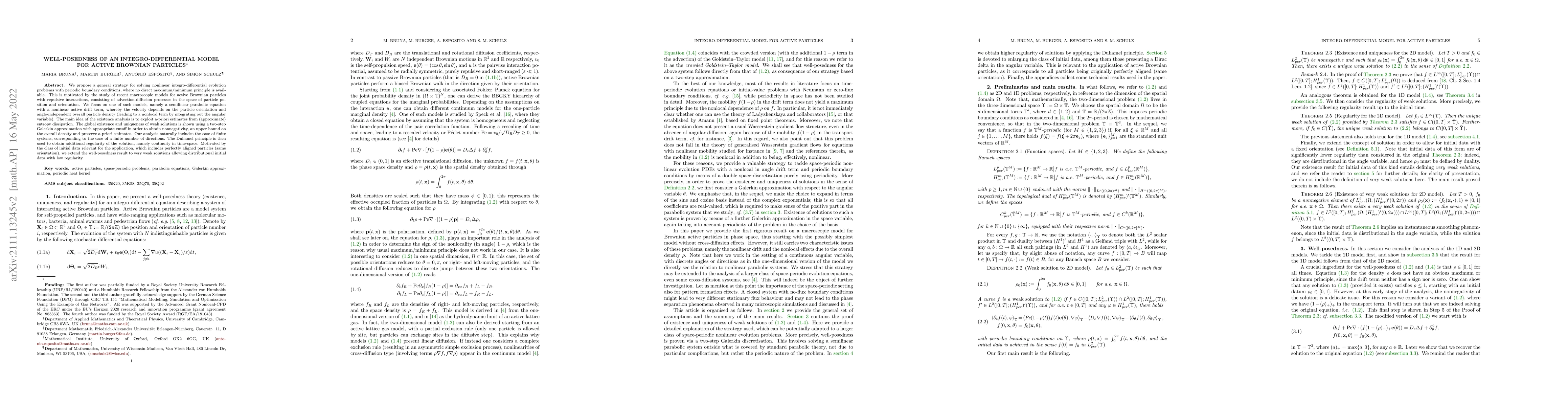 Thumbnail for Well-posedness of an integro-differential model for active Brownian
  particles