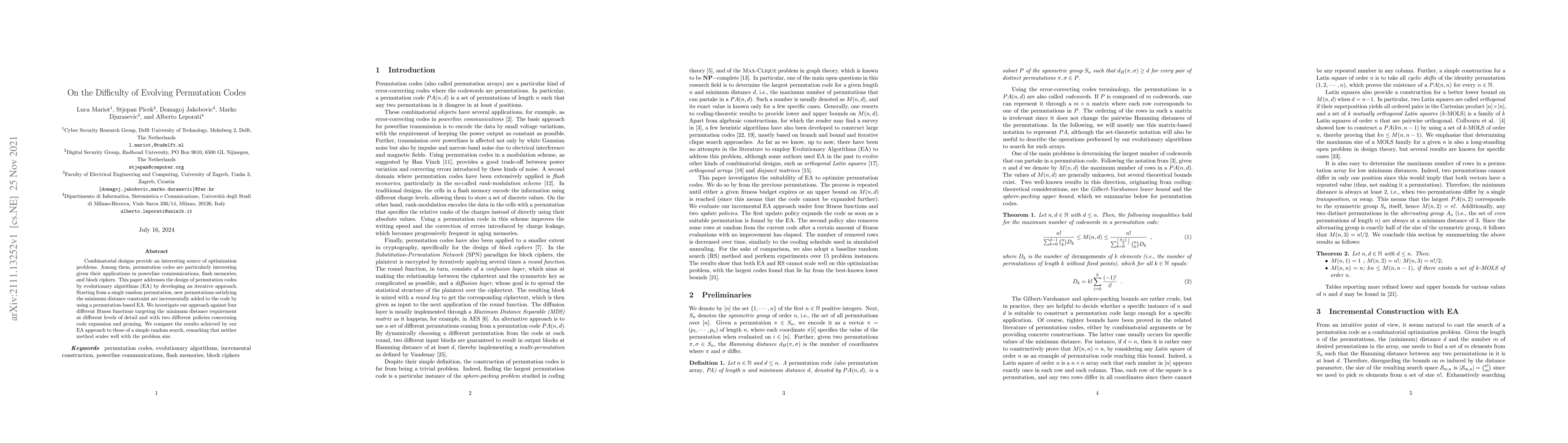 Thumbnail for On the Difficulty of Evolving Permutation Codes